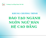 Khung chương trình đào tạo ngành Ngôn ngữ Hàn hệ Cao đẳng tại Trường Cao đẳng Dược Hà Nội